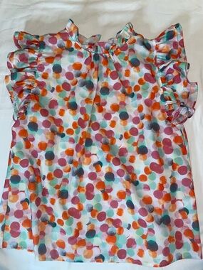 THML Multicolor Polka Dot Ruffled Sleeve Blouse